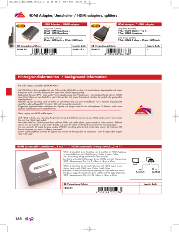 e+p HDMS 21 video switch Datasheet | Manualzz