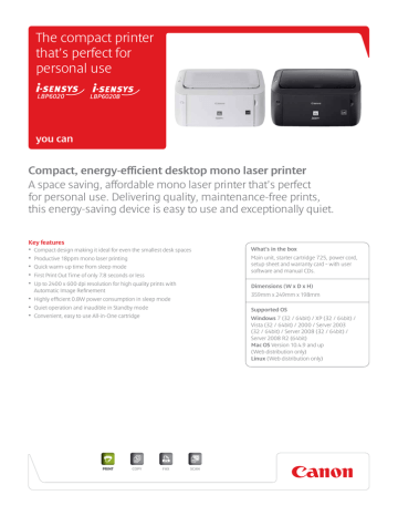 Canon i-SENSYS LBP6020 Datasheet | Manualzz