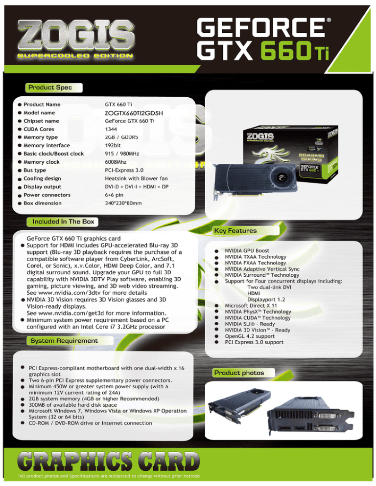 Zogis Zogtx660ti 2gd5h Zogtx660ti2gd5h Datasheet Manualzz