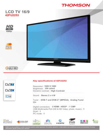 Thomson 42FU2253 LCD TV Datasheet | Manualzz