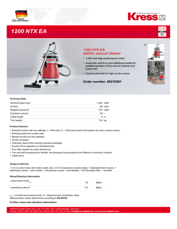 Как разобрать пылесос кресс 1200 Kress 1200 NTX EA Datasheet Manualzz