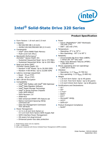 Intel 3 80gb Datasheet Manualzz