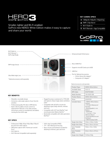 Gopro Hero3 White Edition Datasheet Manualzz Gopro Hero3 White Edition Datasheet Manualzz