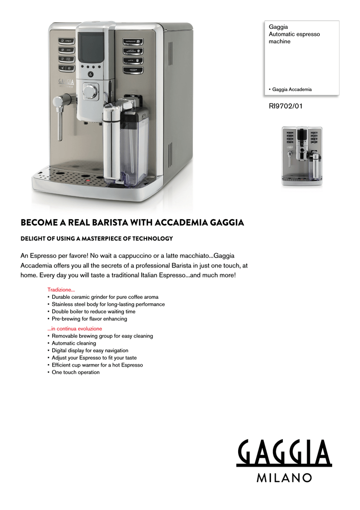 Gaggia N RI9702 Datasheet | Manualzz