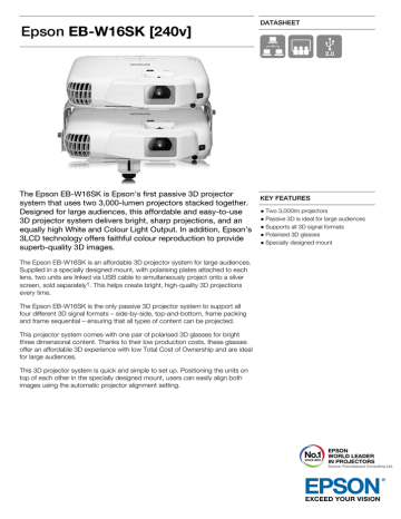 Epson EB-W16SK Datasheet | Manualzz