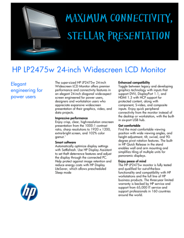 HP LP2475w Datasheet | Manualzz