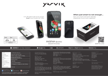 Yarvik Ingenia Synchro 4GB Black Datasheet | Manualzz