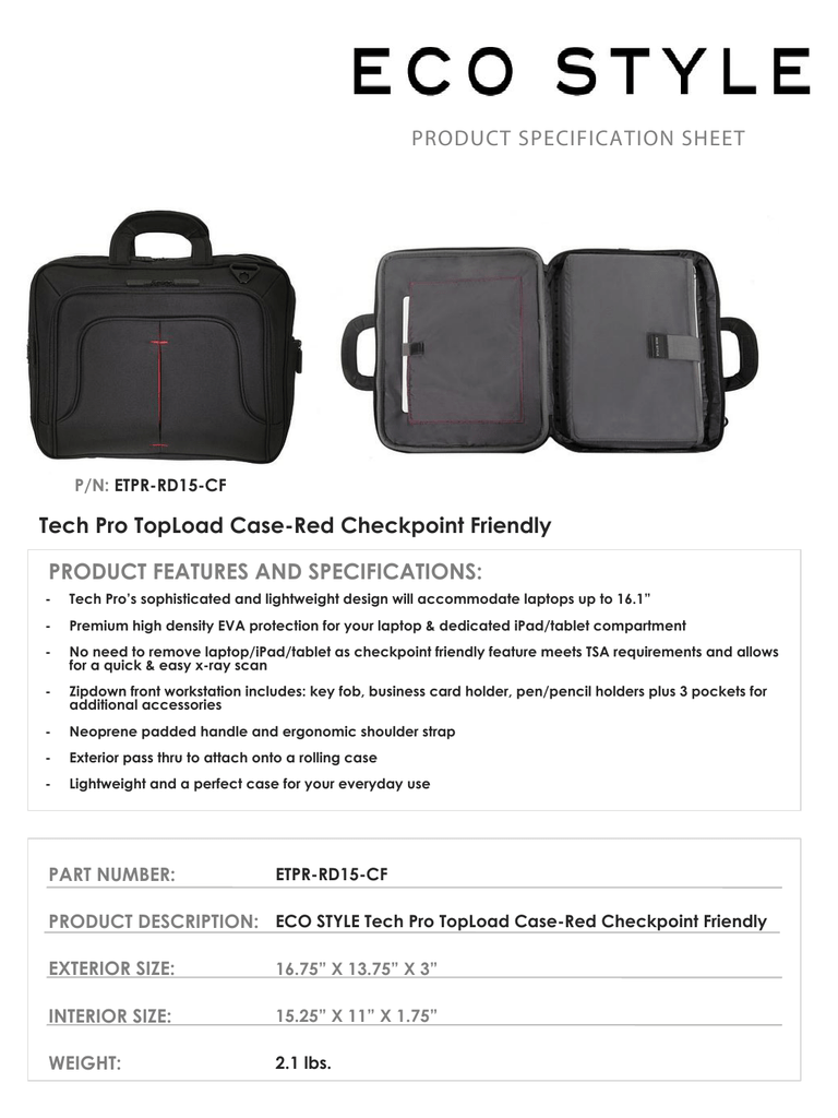 eco style tech pro backpack