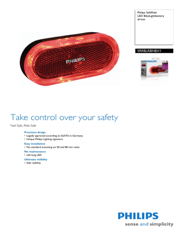 Philips SafeRide LED BikeLightbattery driven SRRBLRBNBX1 Datasheet | Manualzz