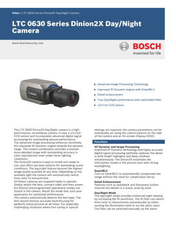 Bosch LTC 0630 Dinion2X Datasheet | Manualzz