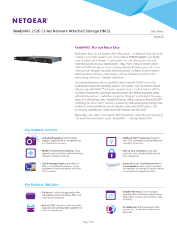 Netgear ReadyNAS 2120 Data Sheet | Manualzz