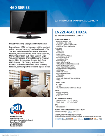 Samsung Ln22d460e1hxza Lcd Tv Datasheet Manualzz