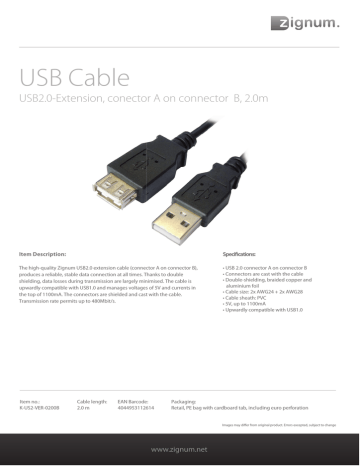 Zignum USB 2.0 Datasheet | Manualzz