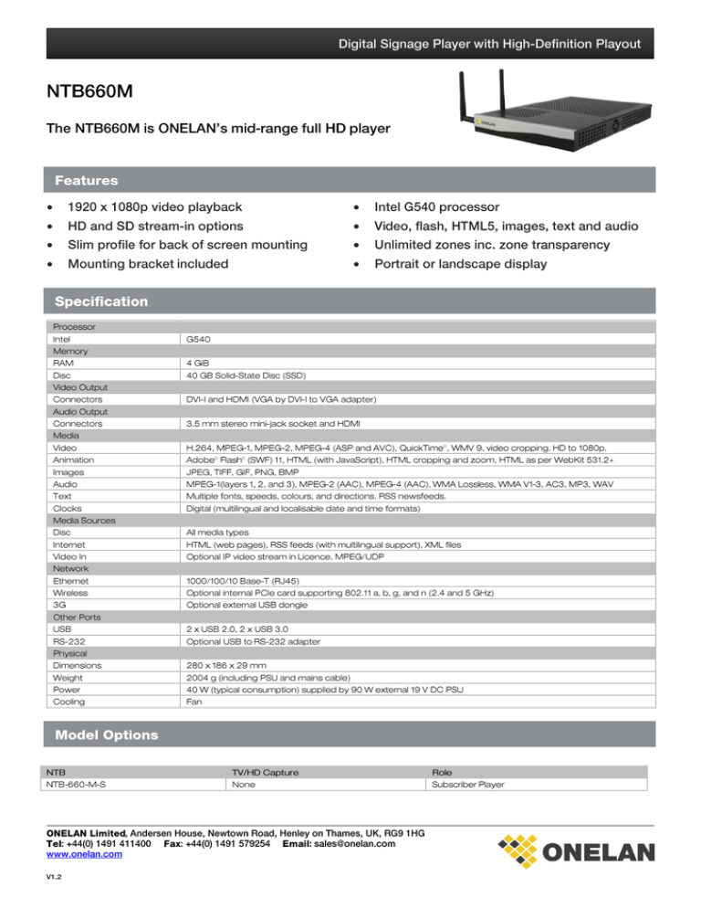 Onelan Ntb6500s Ntb6500p Ntb660 Ms Ntb660 Mp Datasheet Manualzz