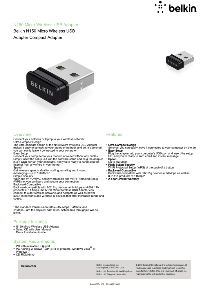 n150 wireless adapter driver win 7