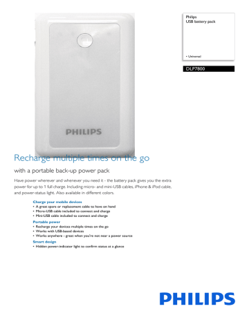 Philips USB battery pack DLP7800 Datasheet | Manualzz