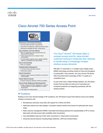 Cisco Aironet 700 Datasheet | Manualzz