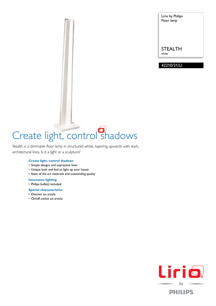 Lirio By Philips Floor Lamp 42210 31 Li Manualzz Com