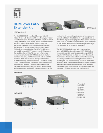 LevelOne HDMI over Cat.5 Extender Kit Datasheet | Manualzz
