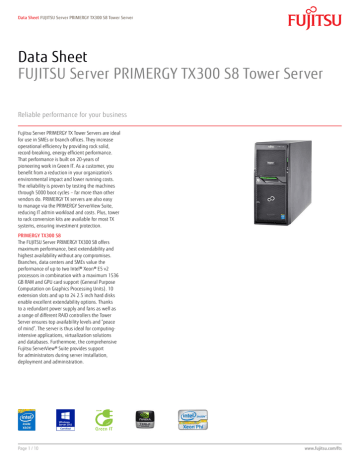 Fujitsu PRIMERGY TX300 S8 Datasheet | Manualzz
