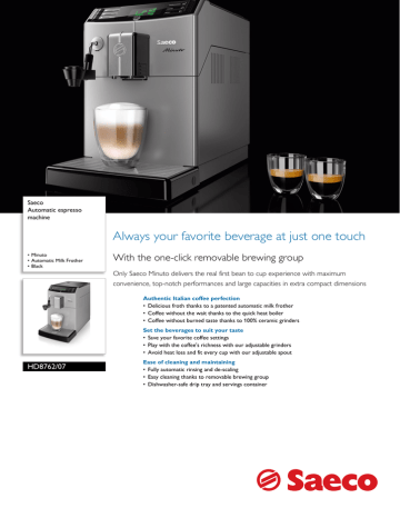 Saeco Minuto Datasheet | Manualzz