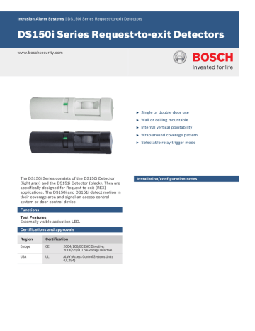Bosch DS150i Datasheet | Manualzz