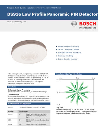 Bosch DS936 motion detector Datasheet Manualzz