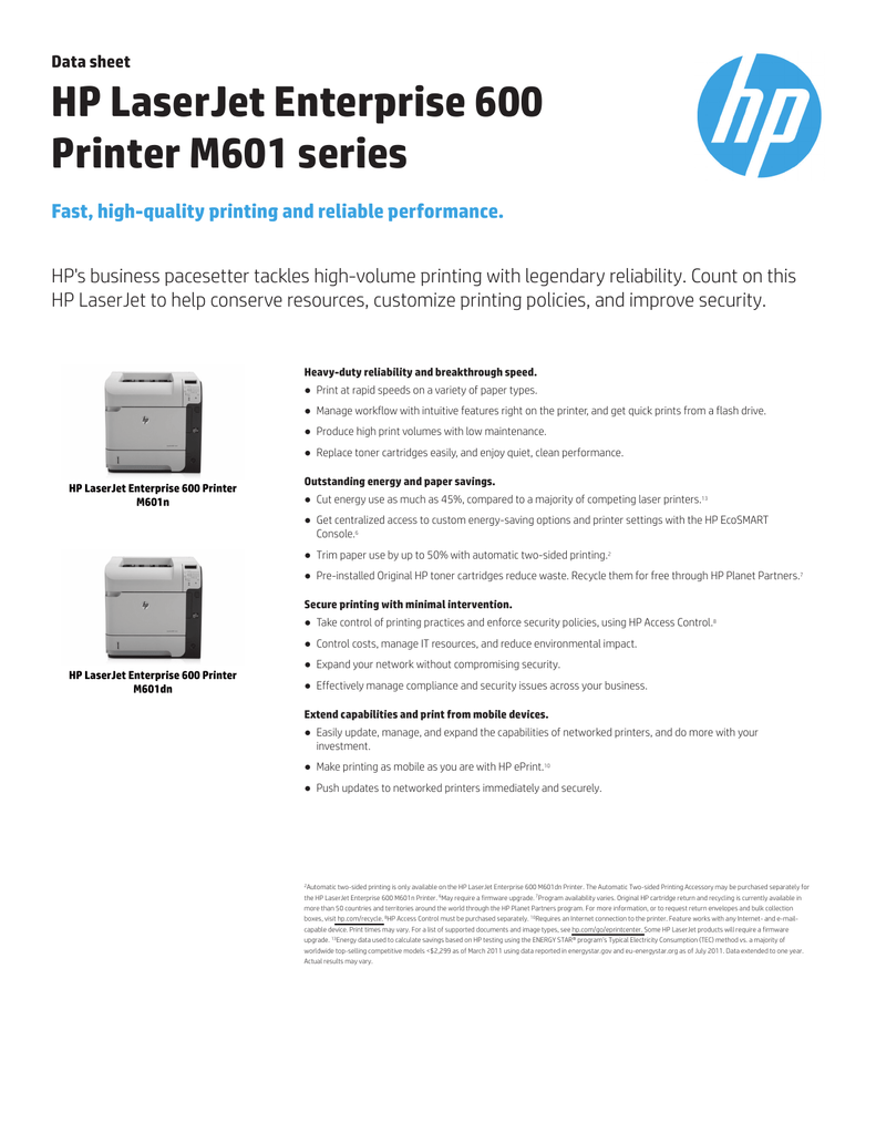 HP LaserJet Enterprise 600 M601N Laser Printer W//Very Low Page Count CE989A