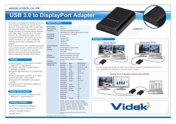 Videk 2496DP video converter Datasheet | Manualzz