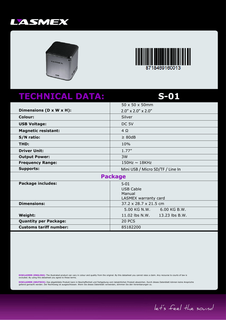 Lasmex S 01 Silver Datasheet Manualzz