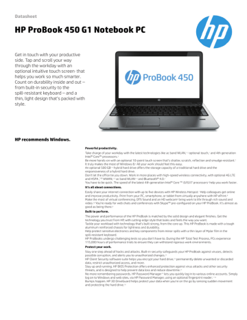 HP ProBook 450 G1 Datasheet | Manualzz