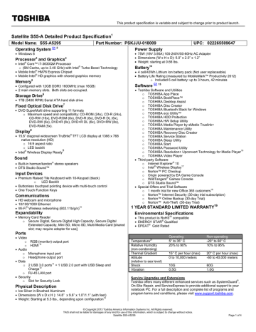 Toshiba Pskjju 018009 Datasheet Manualzz