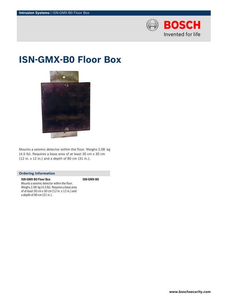 Bosch Floor Box Manualzz