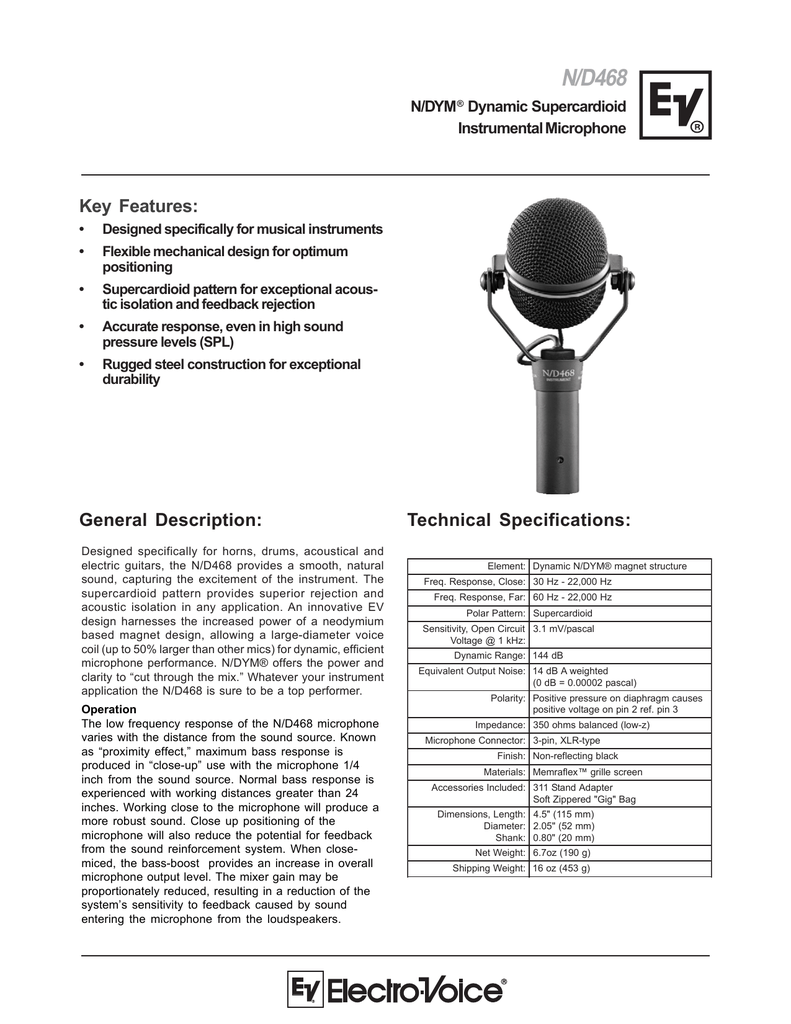 Electro-Voice N/D468 Data Sheet | Manualzz