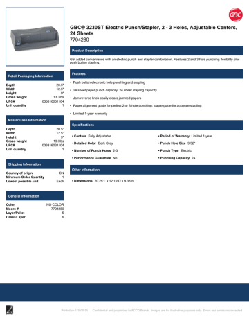 Swingline Gbc 3230st Datasheet Manualzz