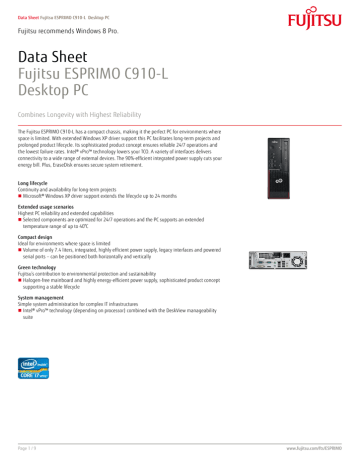 Fujitsu ESPRIMO C910-L Datasheet | Manualzz