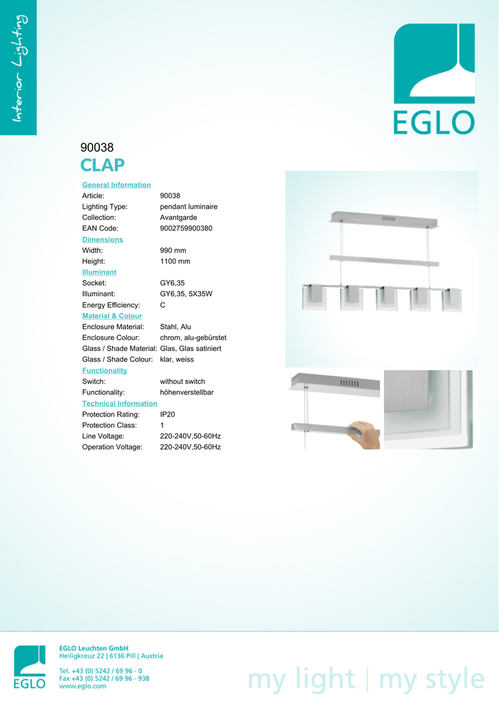 Eglo 90037 Ceiling Lighting Hange Pendelleuchten Mobel