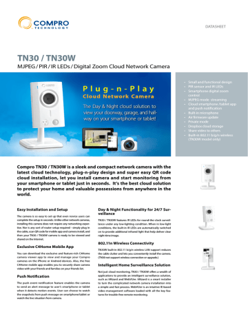 Compro TN30W surveillance camera Datasheet | Manualzz