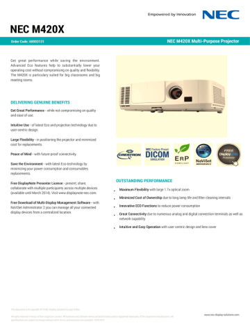 NEC M420X Datasheet | Manualzz