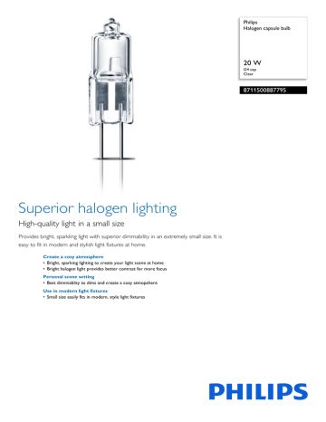 Philips Halogen Capsule Bulb Datasheet Manualzz