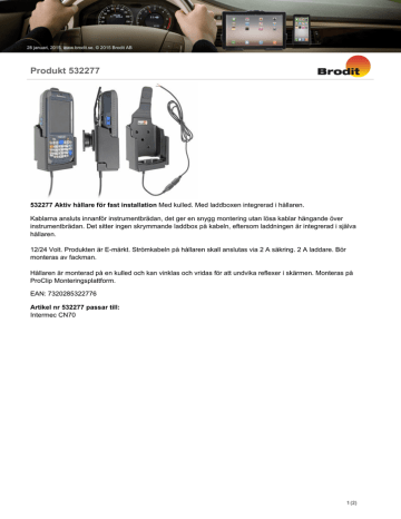 Brodit ProClip 532277 Datablad | Manualzz