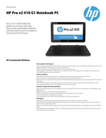 HP Pro x2 410 G1 Datasheet | Manualzz