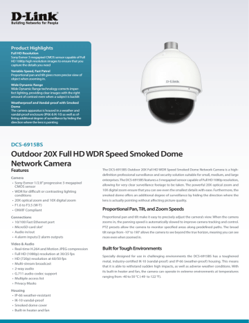 D-Link DCS-6915BS surveillance camera Datasheet | Manualzz