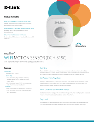 D-Link DCH-S150 multimedia motion sensor Datasheet | Manualzz
