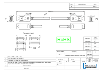 CableWholesale 6ft, DisplayPort - DisplayPort Datasheet | Manualzz