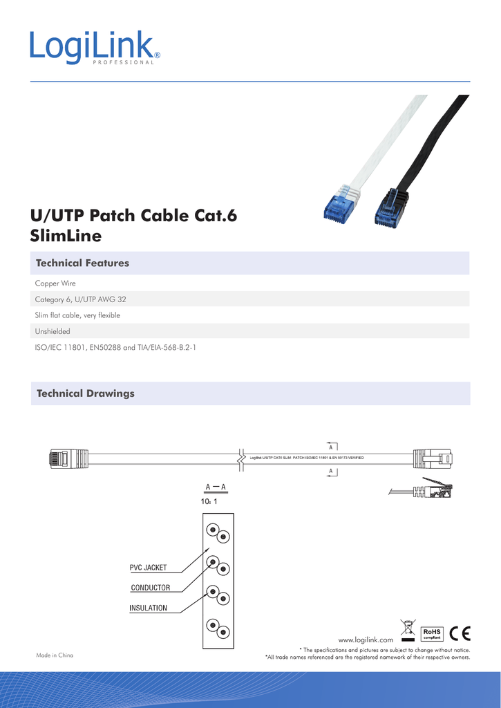 1 Meter Length Logilink CP1034U Cat.5e U/UTP Patch Cable Red 1 Meter Length Red 