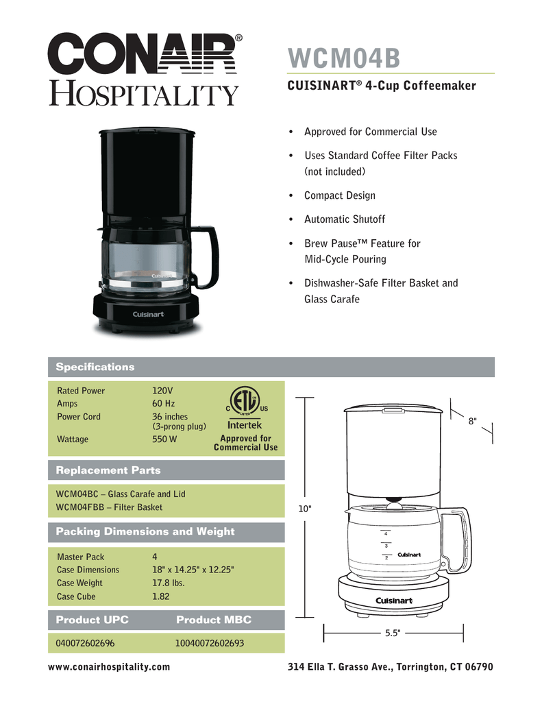 Conair Cuisinart Datasheet | Manualzz