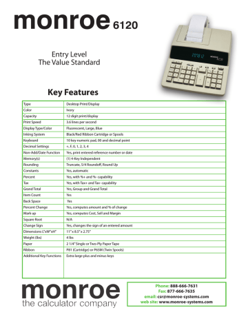 Monroe 6120 Datasheet Manualzz