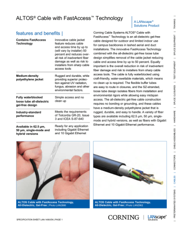 Anixter 012EU4-T4701D20 Fiber Optic Cable Datasheet | Manualzz