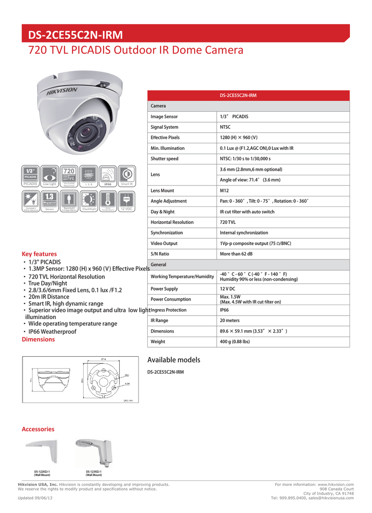 HIK VISION USA DS-2CE55C2N-IRM 2.8 MM lot of 4 cameras 